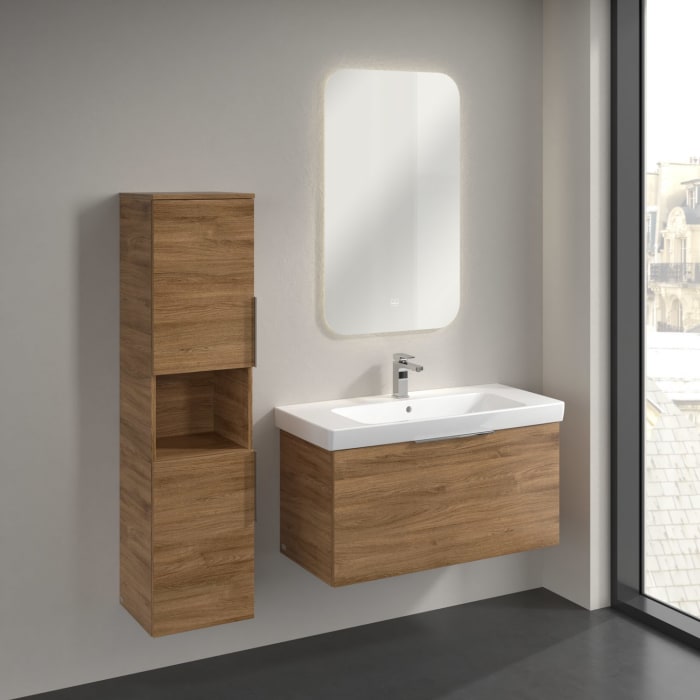 Villeroy & Boch Architectura Hochschrank 35 x 140 cm, 2 Türen Anschlag links und 1 offenes Fach