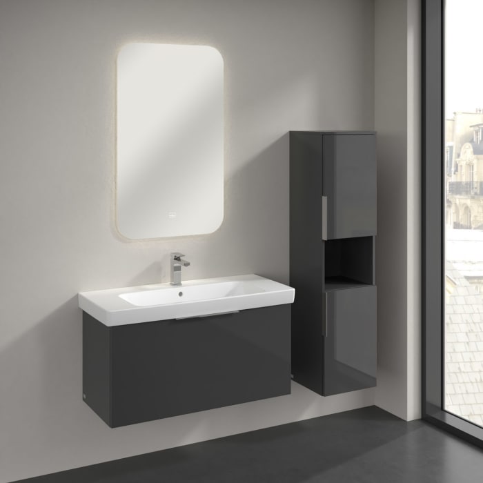 Villeroy & Boch Architectura Hochschrank 35 x 140 cm, 2 Türen Anschlag rechts und 1 offenes Fach