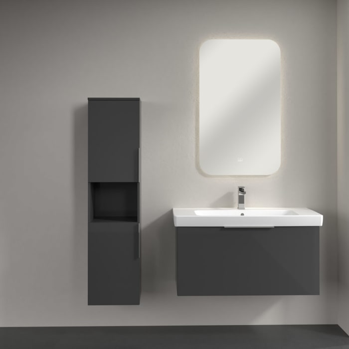 Villeroy & Boch Architectura Hochschrank 35 x 140 cm, 2 Türen Anschlag links und 1 offenes Fach