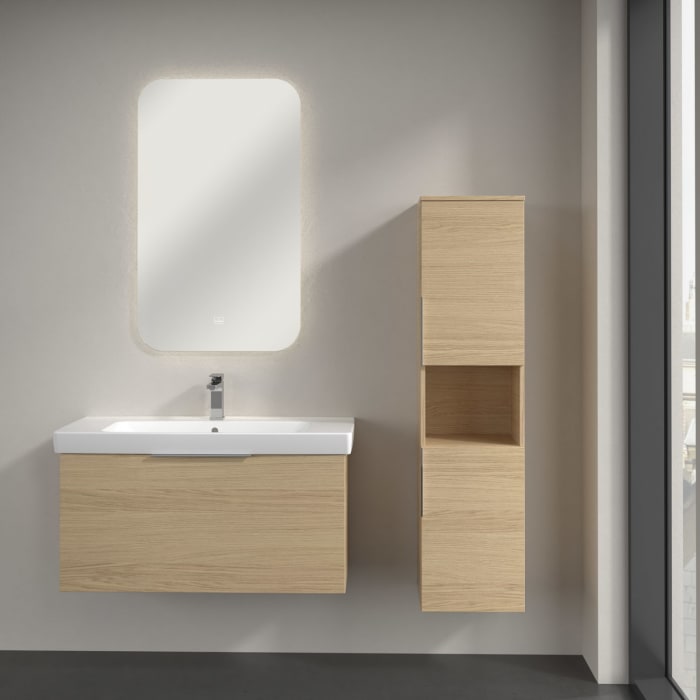 Villeroy & Boch Architectura Hochschrank 35 x 140 cm, 2 Türen Anschlag rechts und 1 offenes Fach