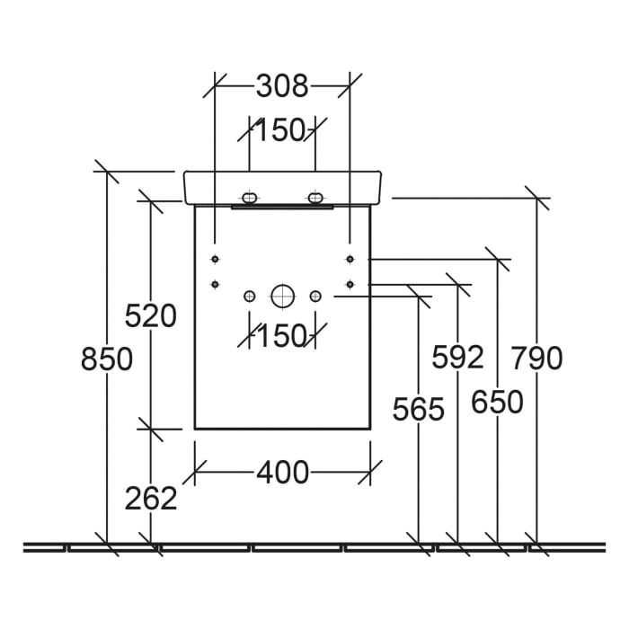 Villeroy & Boch Architectura Waschbeckenunterschrank 40 x 52 cm, 1 Tür Anschlag links