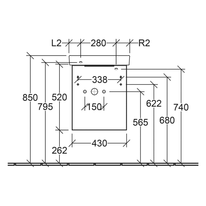 Villeroy & Boch Architectura Waschbeckenunterschrank 43 x 52 cm, 1 Tür Anschlag rechts