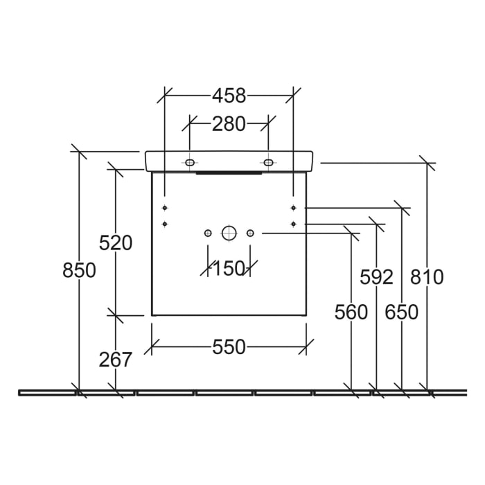 Villeroy & Boch Architectura Waschbeckenunterschrank 55 x 52 cm, 1 Tür Anschlag links