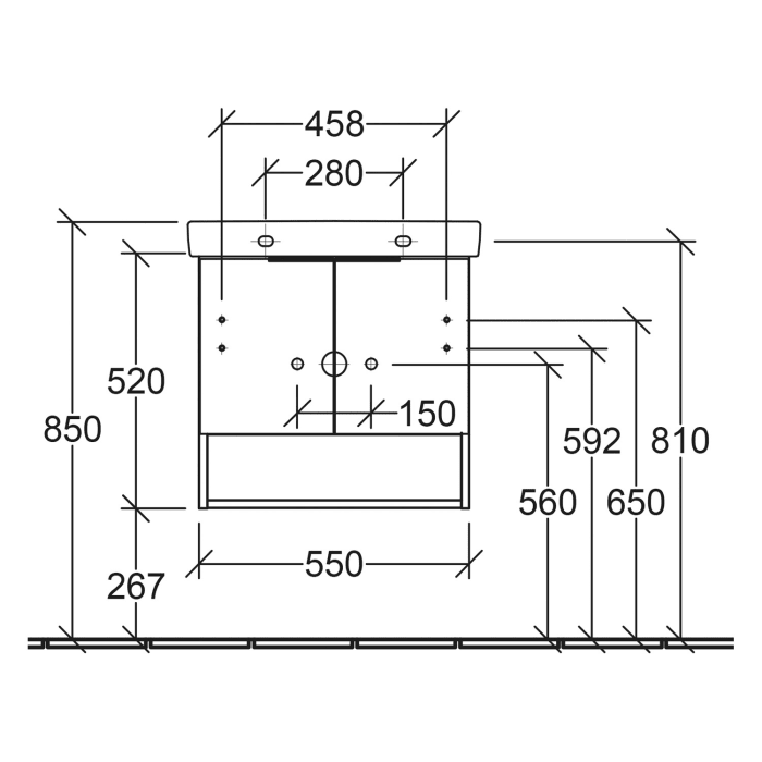 Villeroy & Boch Architectura Waschbeckenunterschrank 55 x 52 cm, 2 Türen und 1 offenes Fach