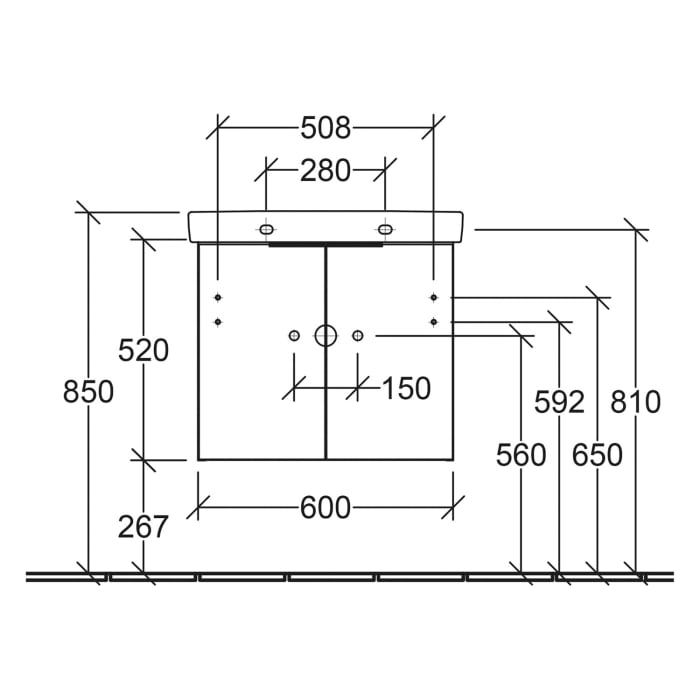 Villeroy & Boch Architectura Waschbeckenunterschrank 60 x 52 cm, 2 Türen