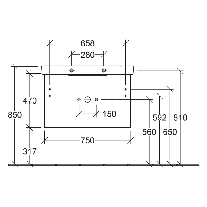 Villeroy & Boch Architectura Waschbeckenunterschrank 75 x 47 cm, 1 Auszug