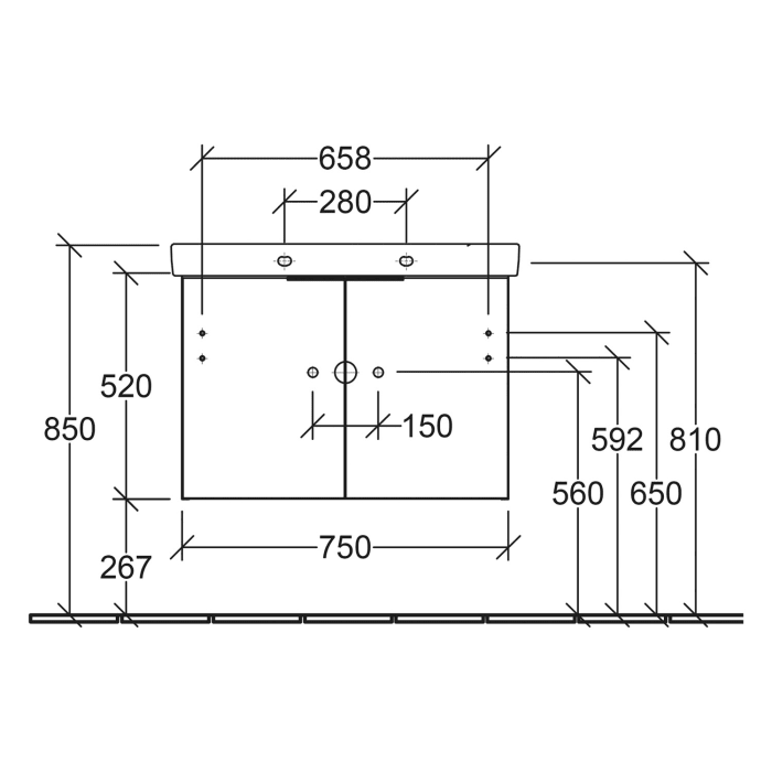 Villeroy & Boch Architectura Waschbeckenunterschrank 75 x 52 cm, 2 Türen