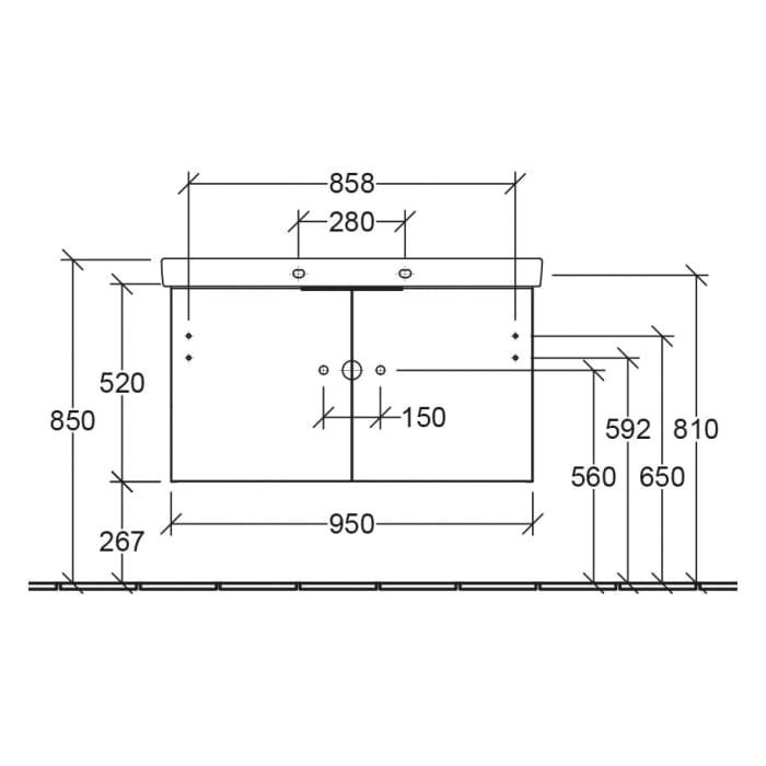 Villeroy & Boch Architectura Waschbeckenunterschrank 95 x 52 cm, 2 Türen
