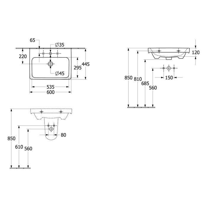 Villeroy & Boch Architectura Waschbecken 60 x 44,5 cm, ohne Überlauf