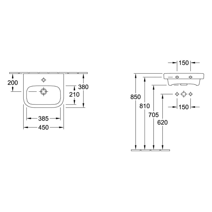 Villeroy & Boch Architectura Handwaschbecken 36 x 26,5 cm, ohne Überlauf