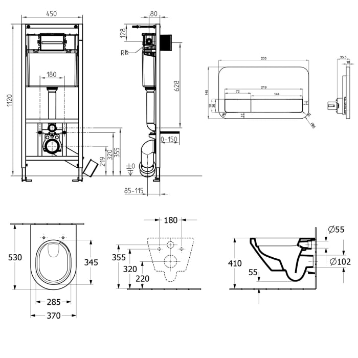 Villeroy & Boch Architectura WC-Set TwistFlush, mit Vorwandelement und Betätigungsplatte