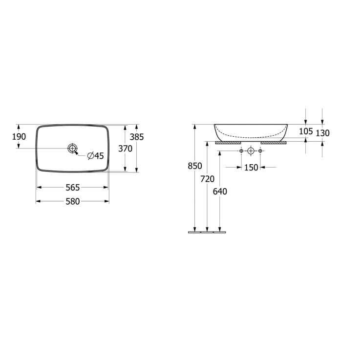 Villeroy & Boch Artis Aufsatzwaschtisch 58 x 38,5 cm