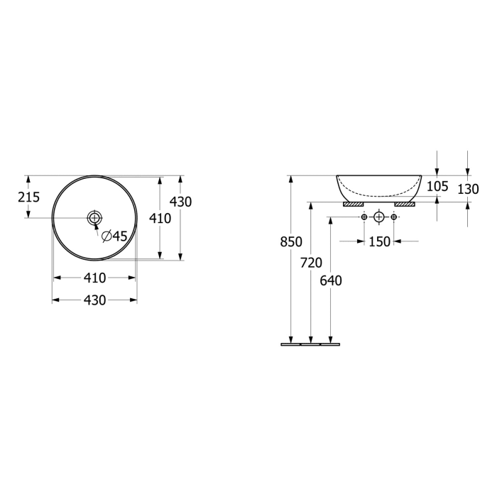 Villeroy & Boch Artis Aufsatzwaschtisch, rund