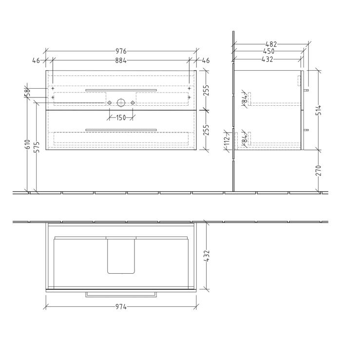 Villeroy & Boch Avento Waschtischunterschrank 97,6 x 51,4 cm, 2 Auszüge
