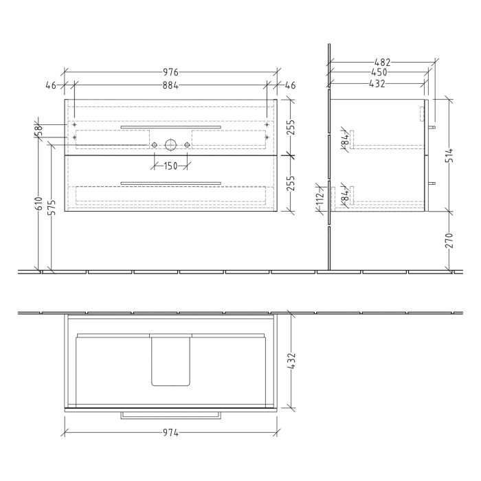 Villeroy & Boch Avento Waschtisch mit Unterschrank 100 cm, 2 Auszüge