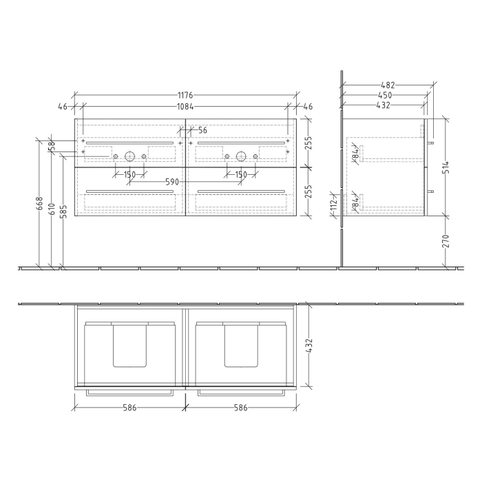 Villeroy & Boch Avento Waschtisch mit Unterschrank 120 cm, 2 Auszüge