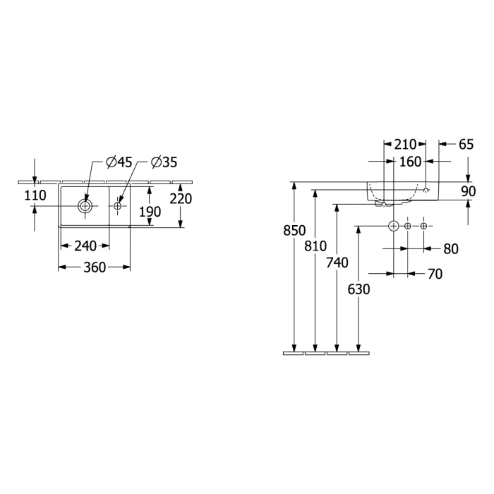 Villeroy & Boch Avento Waschtisch mit Unterschrank 36 cm, 1 Tür , Anschlag rechts