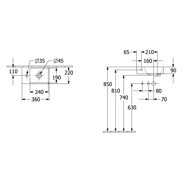 Villeroy & Boch Avento Waschtisch mit Unterschrank 36 cm, 1 Tür , Anschlag links