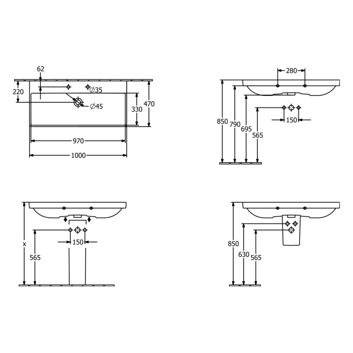 Villeroy & Boch Avento Waschtisch mit Unterschrank 100 cm, 2 Auszüge