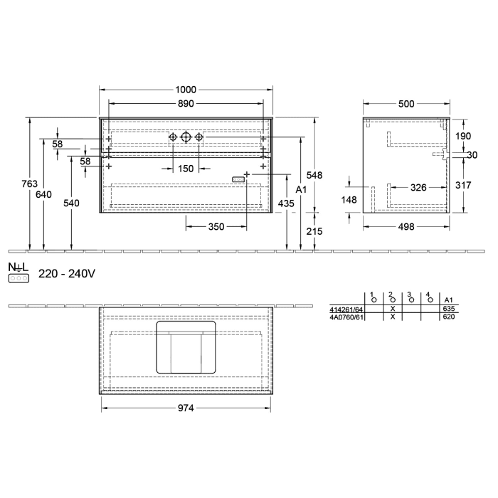 Villeroy & Boch Collaro Waschtischunterschrank 100 x 50 cm, mit 2 Auszügen