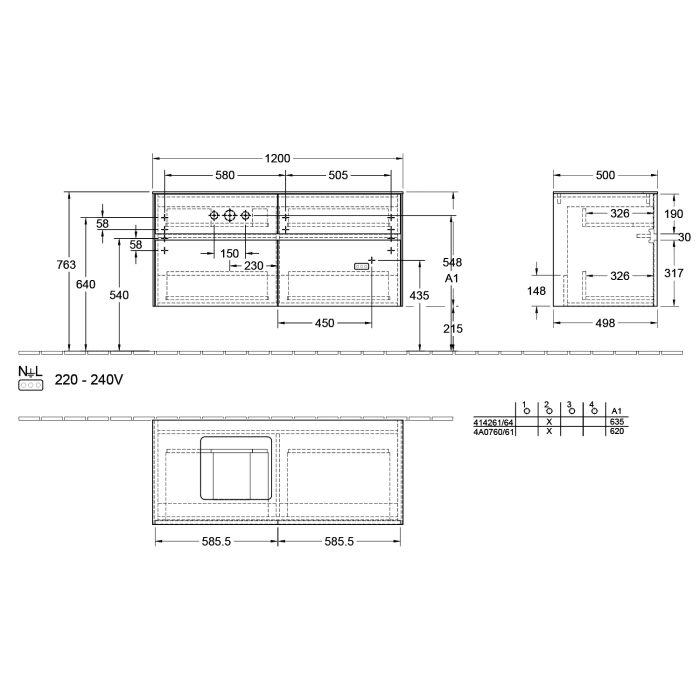Villeroy & Boch Collaro Waschtischunterschrank 120 x 50 cm, mit 4 Auszügen