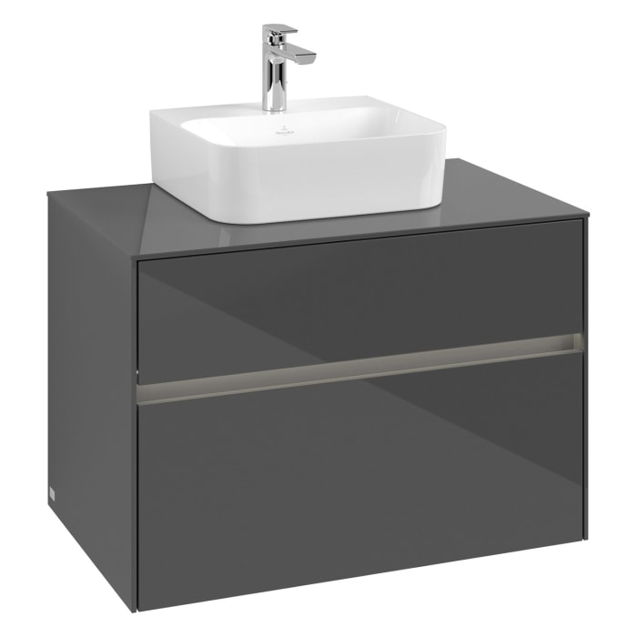 Villeroy & Boch Collaro Waschtischunterschrank 80 x 50 cm, mit 2 Auszügen und LED-Beleuchtung für Finion Waschtisch