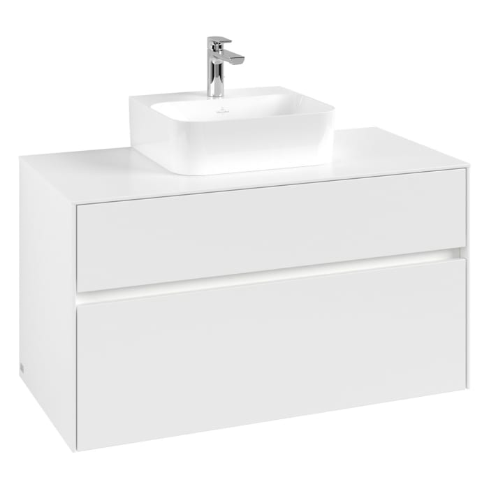 Villeroy & Boch Collaro Waschtischunterschrank 100 x 50 cm, mit 2 Auszügen und LED-Beleuchtung für Finion Waschtisch