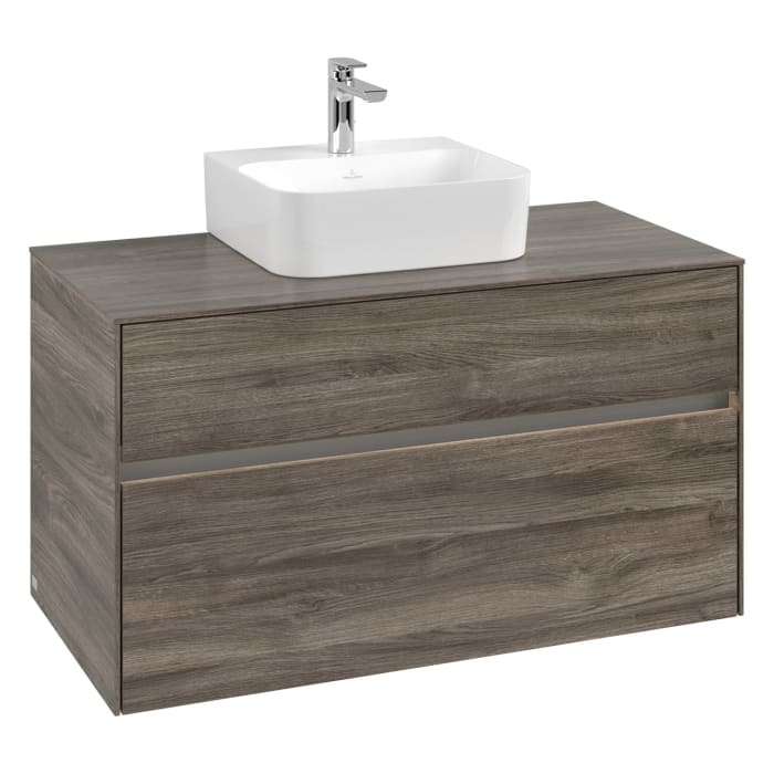 Villeroy & Boch Collaro Waschtischunterschrank 100 x 50 cm, mit 2 Auszügen und LED-Beleuchtung für Finion Waschtisch