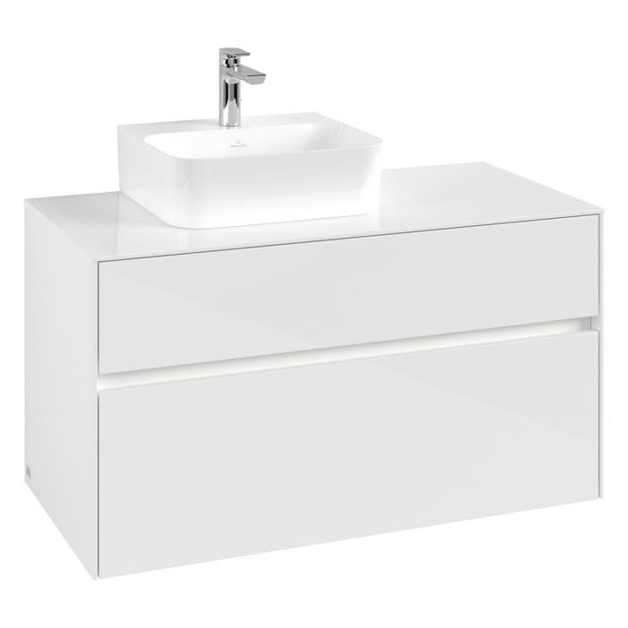 Villeroy & Boch Collaro Waschtischunterschrank 100 x 50 cm, mit 2 Auszügen und LED-Beleuchtung für Finion Waschtisch