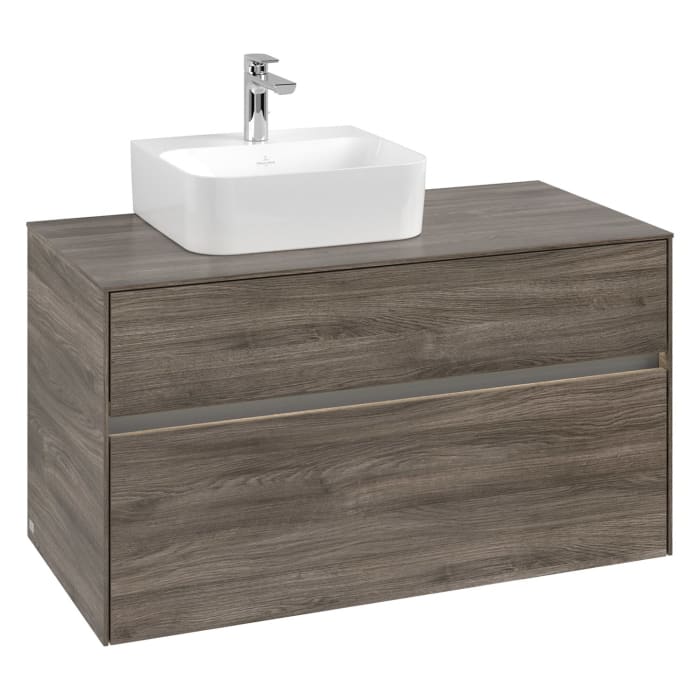 Villeroy & Boch Collaro Waschtischunterschrank 100 x 50 cm, mit 2 Auszügen und LED-Beleuchtung für Finion Waschtisch