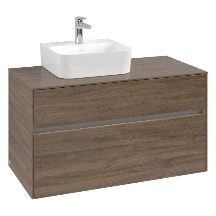 Villeroy & Boch Collaro Waschtischunterschrank 100 x 50 cm, mit 2 Auszügen und LED-Beleuchtung für Finion Waschtisch