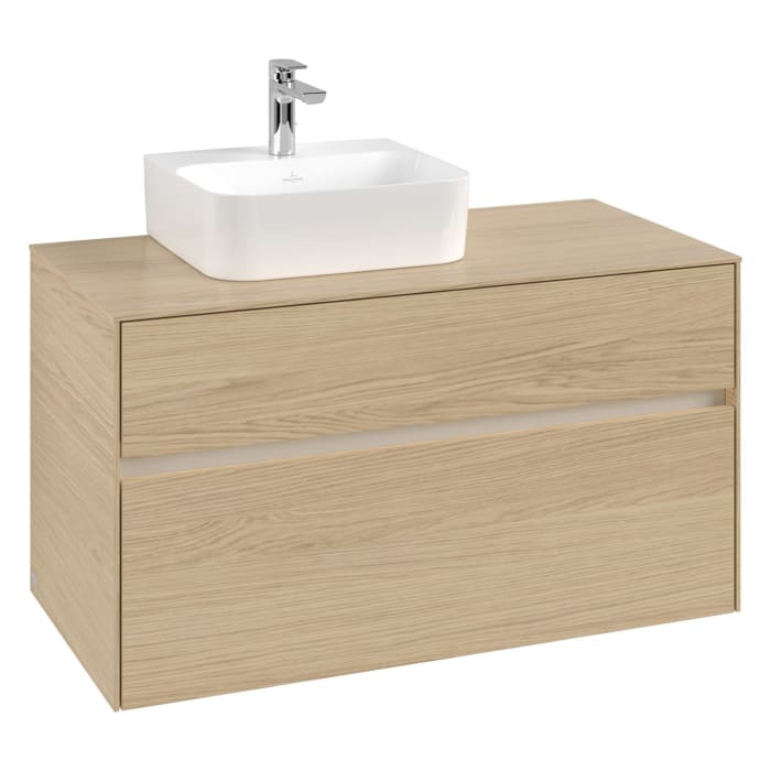 Villeroy & Boch Collaro Waschtischunterschrank 100 x 50 cm, mit 2 Auszügen und LED-Beleuchtung für Finion Waschtisch
