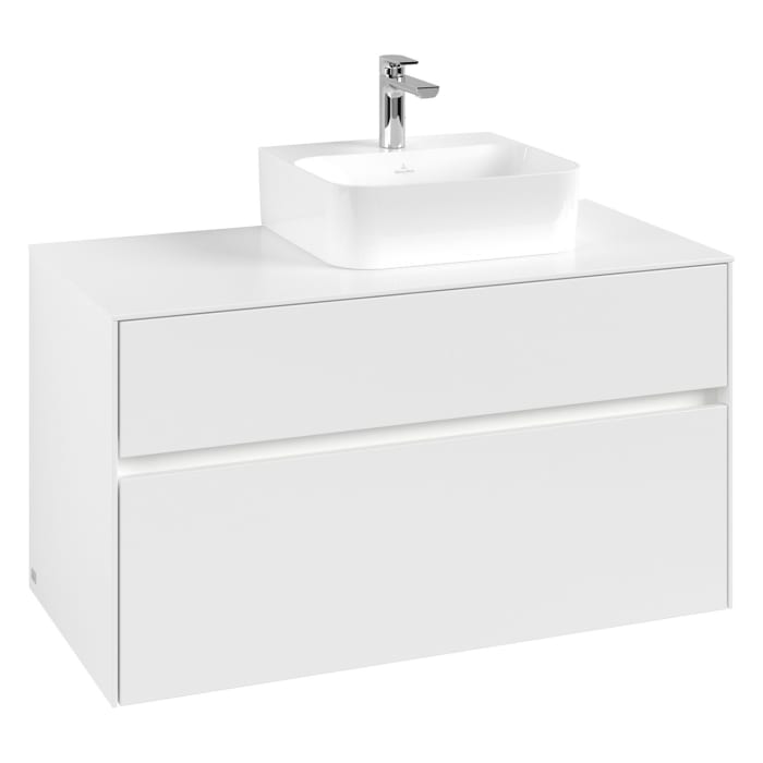 Villeroy & Boch Collaro Waschtischunterschrank 100 x 50 cm, mit 2 Auszügen und LED-Beleuchtung für Finion Waschtisch
