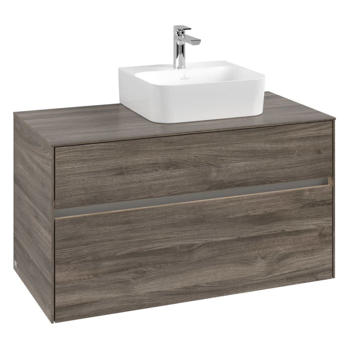 Villeroy & Boch Collaro Waschtischunterschrank 100 x 50 cm, mit 2 Auszügen und LED-Beleuchtung für Finion Waschtisch