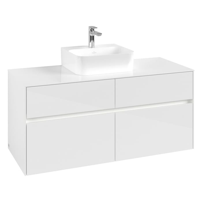 Villeroy & Boch Collaro Waschtischunterschrank 120 x 50 cm, mit 4 Auszügen und LED-Beleuchtung für Finion Waschtisch