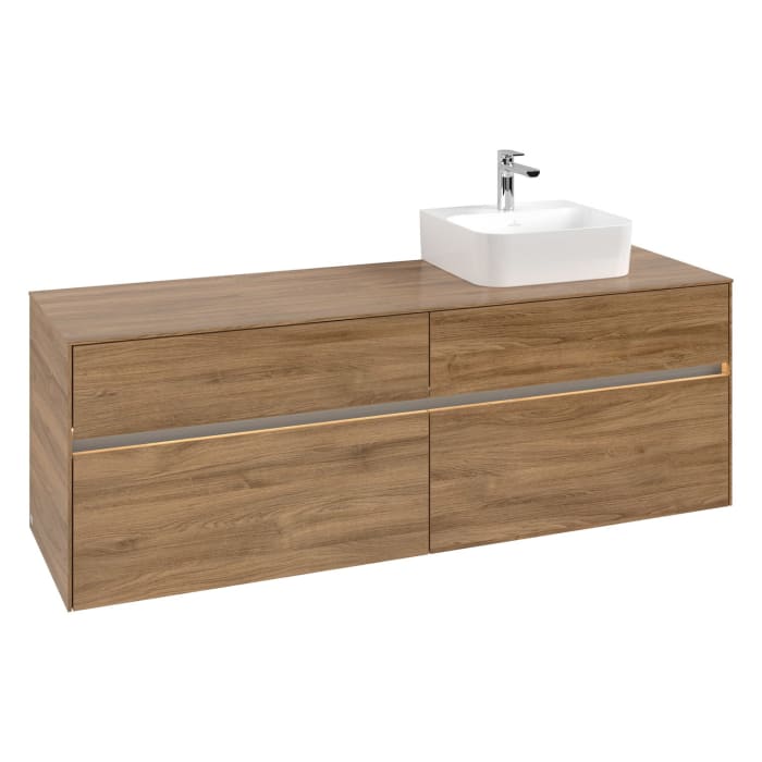 Villeroy & Boch Collaro Waschtischunterschrank 160 x 50 cm, mit 4 Auszügen und LED-Beleuchtung für Finion Waschtisch