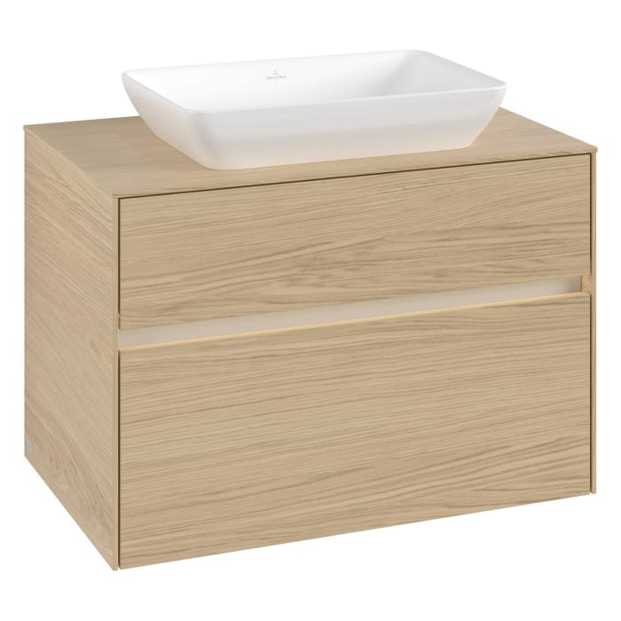 Villeroy & Boch Collaro Waschtischunterschrank 80 x 50 cm, mit 2 Auszügen und LED-Beleuchtung für Venticello Waschtisch