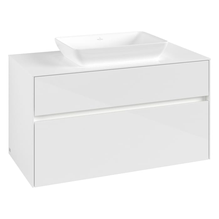 Villeroy & Boch Collaro Waschtischunterschrank 100 x 50 cm, mit 2 Auszügen und LED-Beleuchtung für Venticello Waschtisch