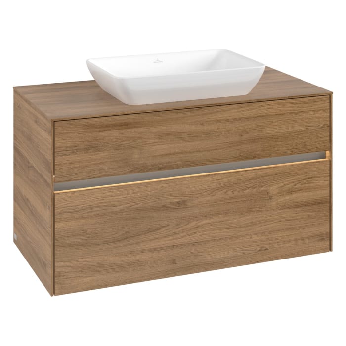 Villeroy & Boch Collaro Waschtischunterschrank 100 x 50 cm, mit 2 Auszügen und LED-Beleuchtung für Venticello Waschtisch
