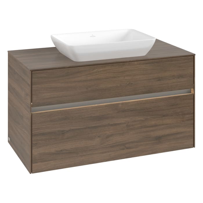 Villeroy & Boch Collaro Waschtischunterschrank 100 x 50 cm, mit 2 Auszügen und LED-Beleuchtung für Venticello Waschtisch