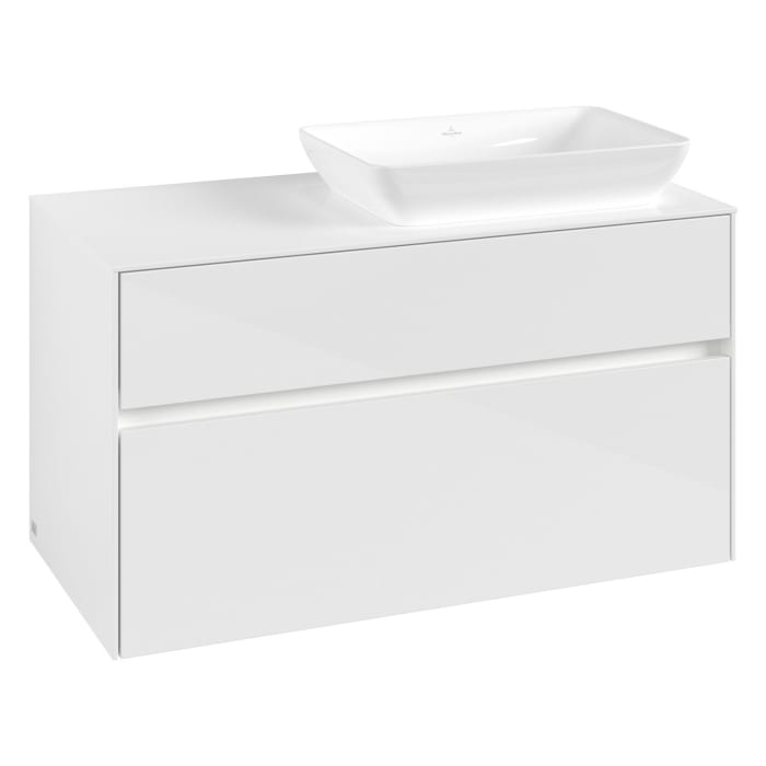 Villeroy & Boch Collaro Waschtischunterschrank 100 x 50 cm, mit 2 Auszügen und LED-Beleuchtung für Venticello Waschtisch