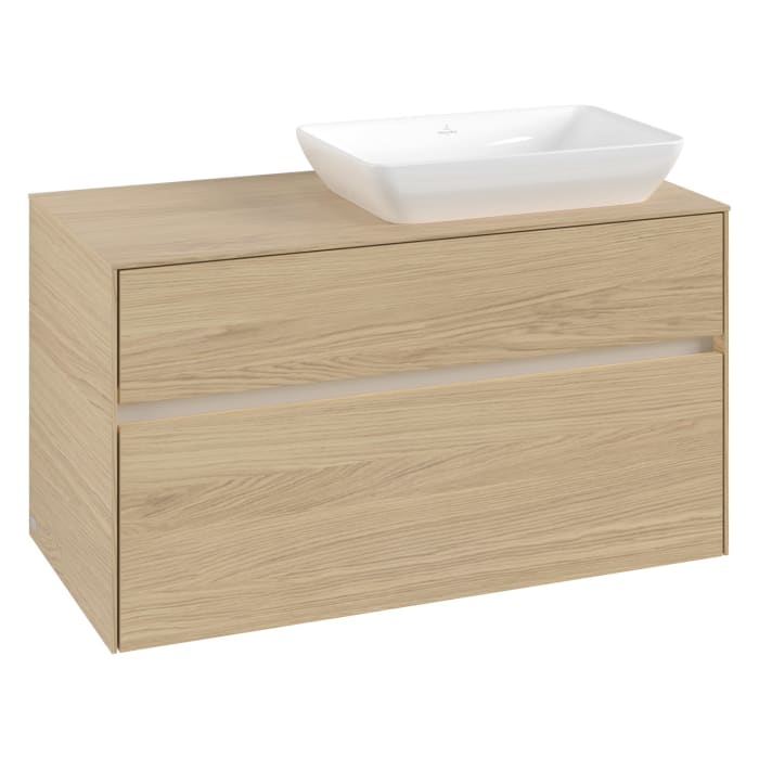 Villeroy & Boch Collaro Waschtischunterschrank 100 x 50 cm, mit 2 Auszügen und LED-Beleuchtung für Venticello Waschtisch