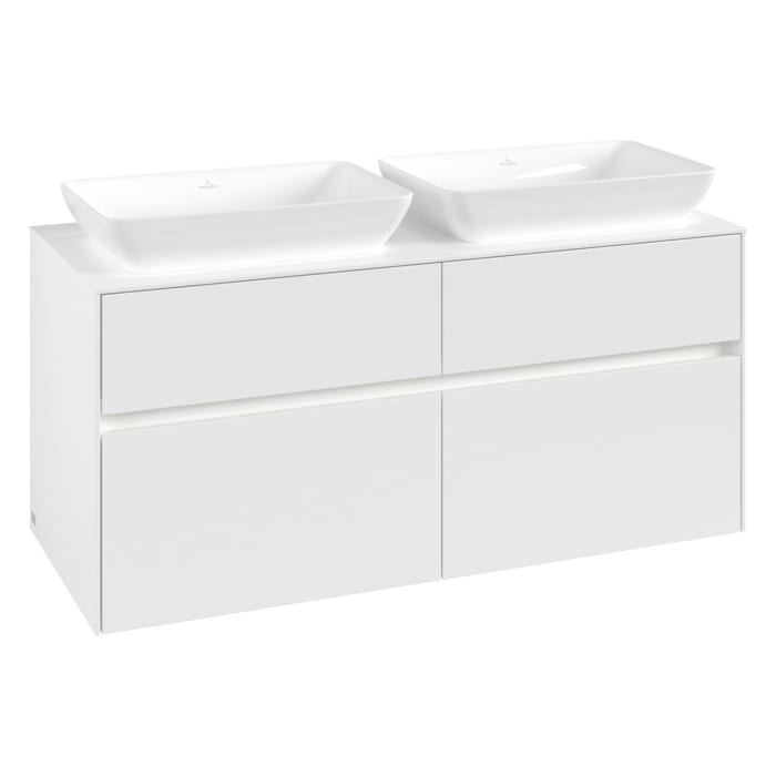 Villeroy & Boch Collaro Waschtischunterschrank 120 x 50 cm, mit 4 Auszügen und LED-Beleuchtung für 2 Venticello Waschtische