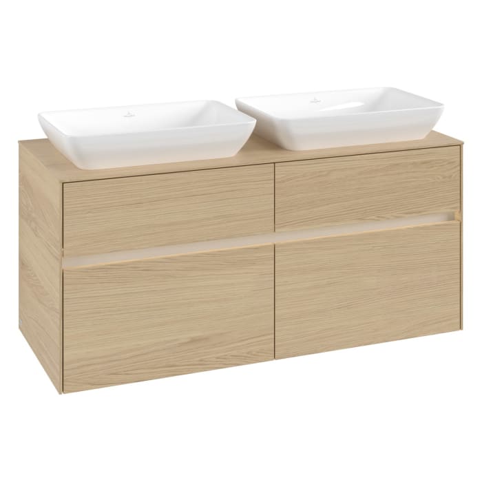 Villeroy & Boch Collaro Waschtischunterschrank 120 x 50 cm, mit 4 Auszügen und LED-Beleuchtung für 2 Venticello Waschtische