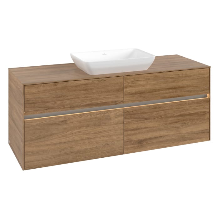 Villeroy & Boch Collaro Waschtischunterschrank 140 x 50 cm, mit 4 Auszügen und LED-Beleuchtung für Venticello Waschtisch