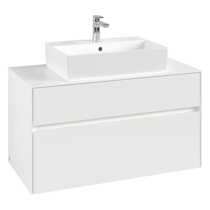 Villeroy & Boch Collaro Waschtischunterschrank 100 x 50 cm, mit 2 Auszügen und LED-Beleuchtung