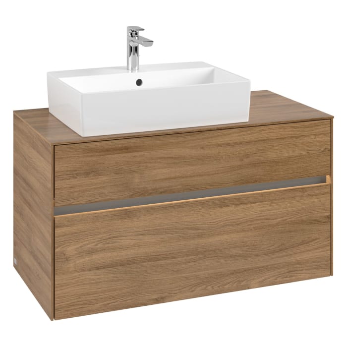 Villeroy & Boch Collaro Waschtischunterschrank 100 x 50 cm, mit 2 Auszügen und LED-Beleuchtung