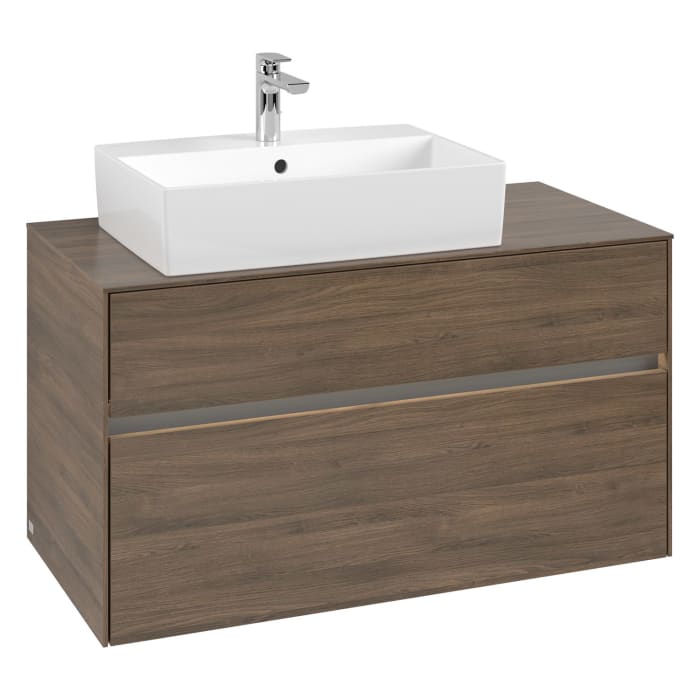 Villeroy & Boch Collaro Waschtischunterschrank 100 x 50 cm, mit 2 Auszügen und LED-Beleuchtung