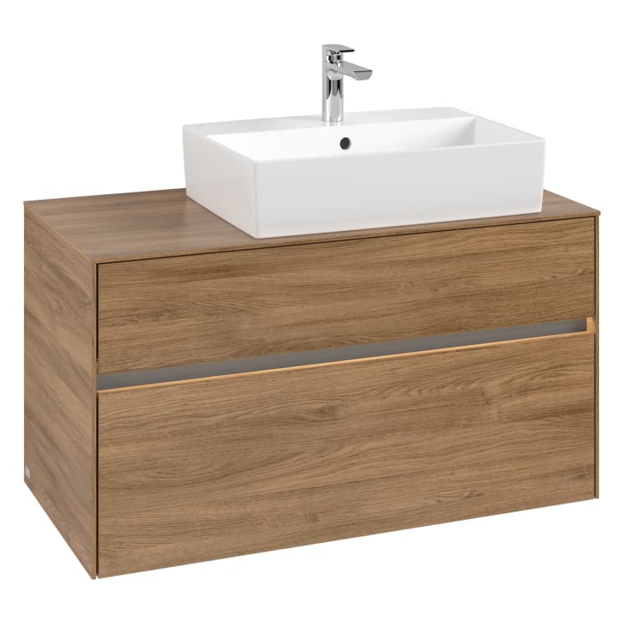 Villeroy & Boch Collaro Waschtischunterschrank 100 x 50 cm, mit 2 Auszügen und LED-Beleuchtung