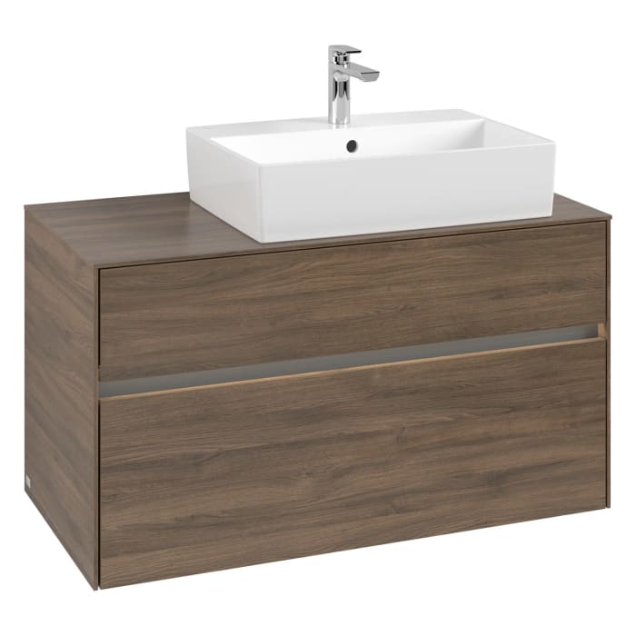 Villeroy & Boch Collaro Waschtischunterschrank 100 x 50 cm, mit 2 Auszügen und LED-Beleuchtung